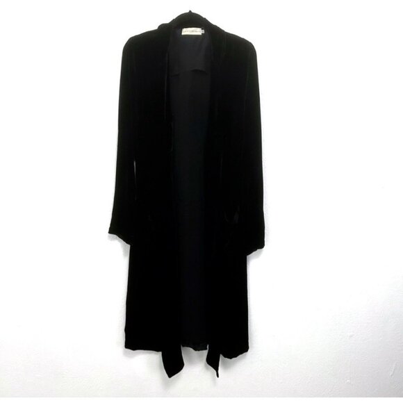 JOHNNY WAS 4 Love and Liberty Size S Black Velvet Duster Cardigan Top Open Front - Picture 4 of 12